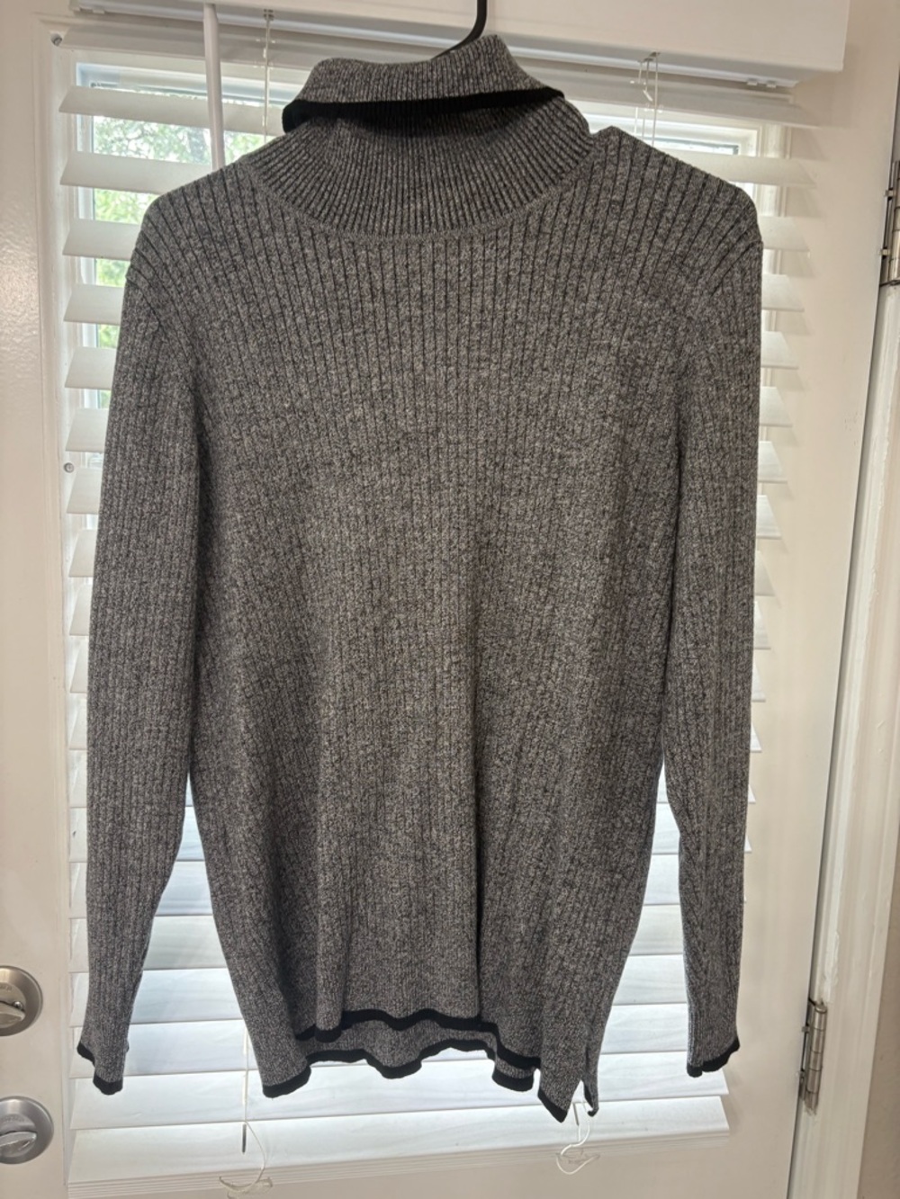 Calvin Klein Gray Ribbed Turtleneck with Black Trim